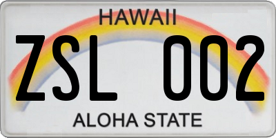 HI license plate ZSL002
