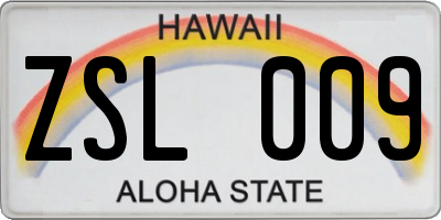 HI license plate ZSL009