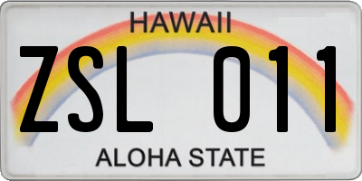 HI license plate ZSL011