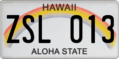HI license plate ZSL013