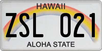 HI license plate ZSL021