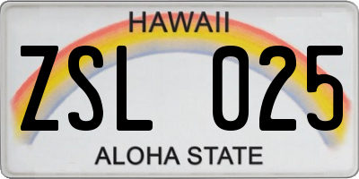 HI license plate ZSL025