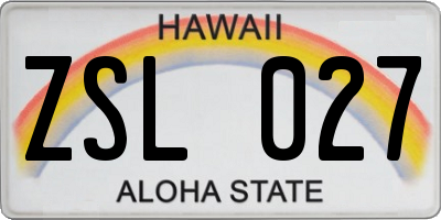 HI license plate ZSL027