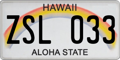 HI license plate ZSL033