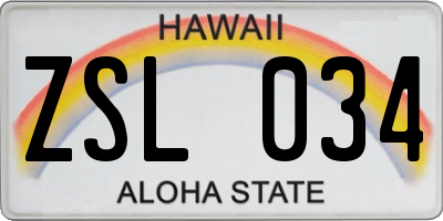 HI license plate ZSL034