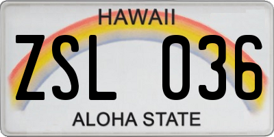 HI license plate ZSL036
