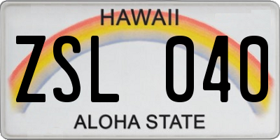 HI license plate ZSL040