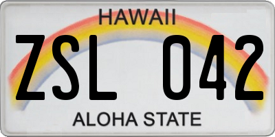 HI license plate ZSL042
