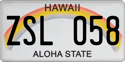 HI license plate ZSL058
