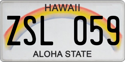 HI license plate ZSL059
