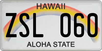 HI license plate ZSL060