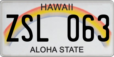 HI license plate ZSL063