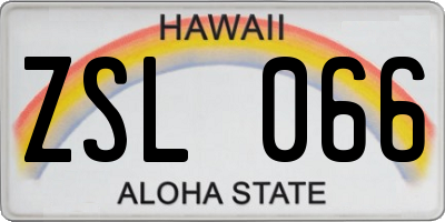 HI license plate ZSL066