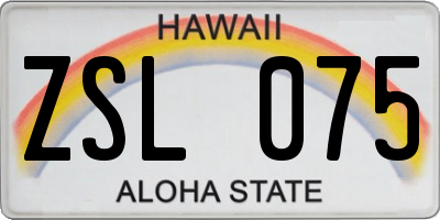 HI license plate ZSL075