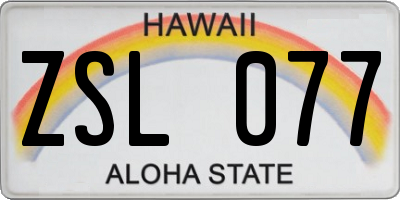 HI license plate ZSL077