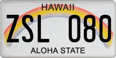 HI license plate ZSL080