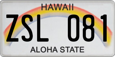 HI license plate ZSL081