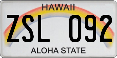 HI license plate ZSL092