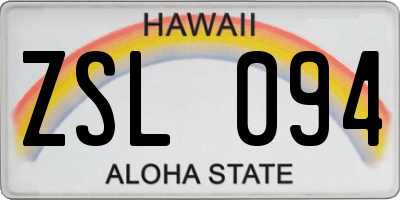 HI license plate ZSL094