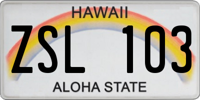 HI license plate ZSL103