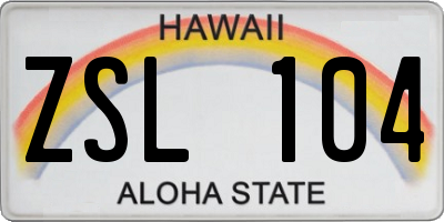 HI license plate ZSL104
