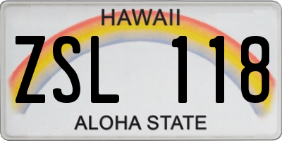 HI license plate ZSL118
