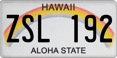 HI license plate ZSL192