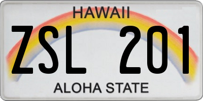HI license plate ZSL201