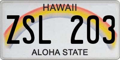 HI license plate ZSL203