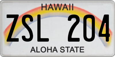 HI license plate ZSL204