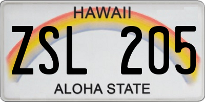 HI license plate ZSL205