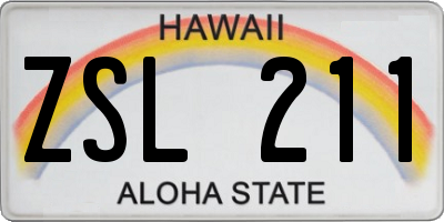 HI license plate ZSL211