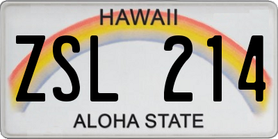 HI license plate ZSL214