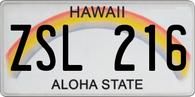 HI license plate ZSL216