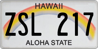 HI license plate ZSL217