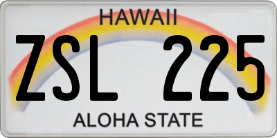 HI license plate ZSL225