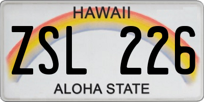 HI license plate ZSL226