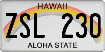 HI license plate ZSL230