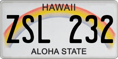 HI license plate ZSL232