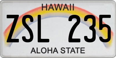 HI license plate ZSL235