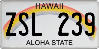 HI license plate ZSL239