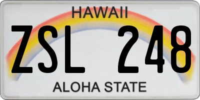 HI license plate ZSL248