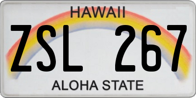 HI license plate ZSL267