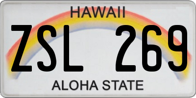 HI license plate ZSL269