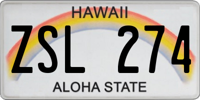 HI license plate ZSL274
