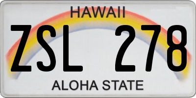 HI license plate ZSL278