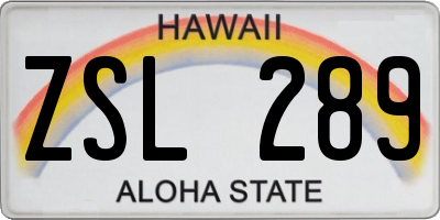 HI license plate ZSL289