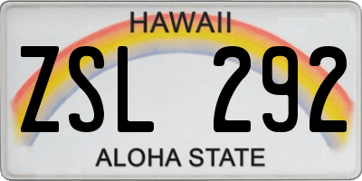 HI license plate ZSL292