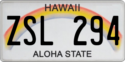HI license plate ZSL294