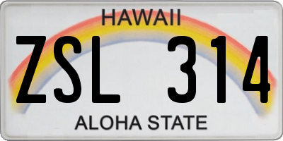HI license plate ZSL314
